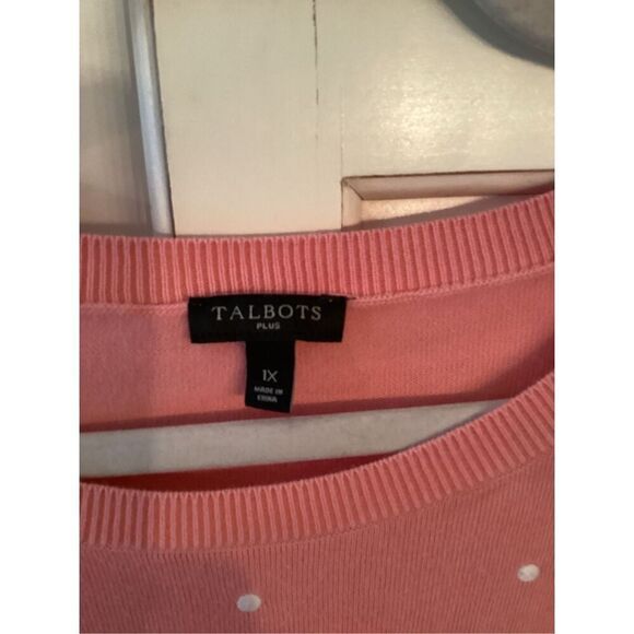 Talbots Plus Dog Frenchie Print Sweater Sz 1X Embroidered Polka Dots - Picture 4 of 8